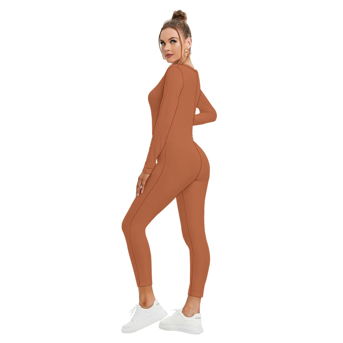Vital Ascent™ Contour Plunge Jumpsuit — Terracotta Clay