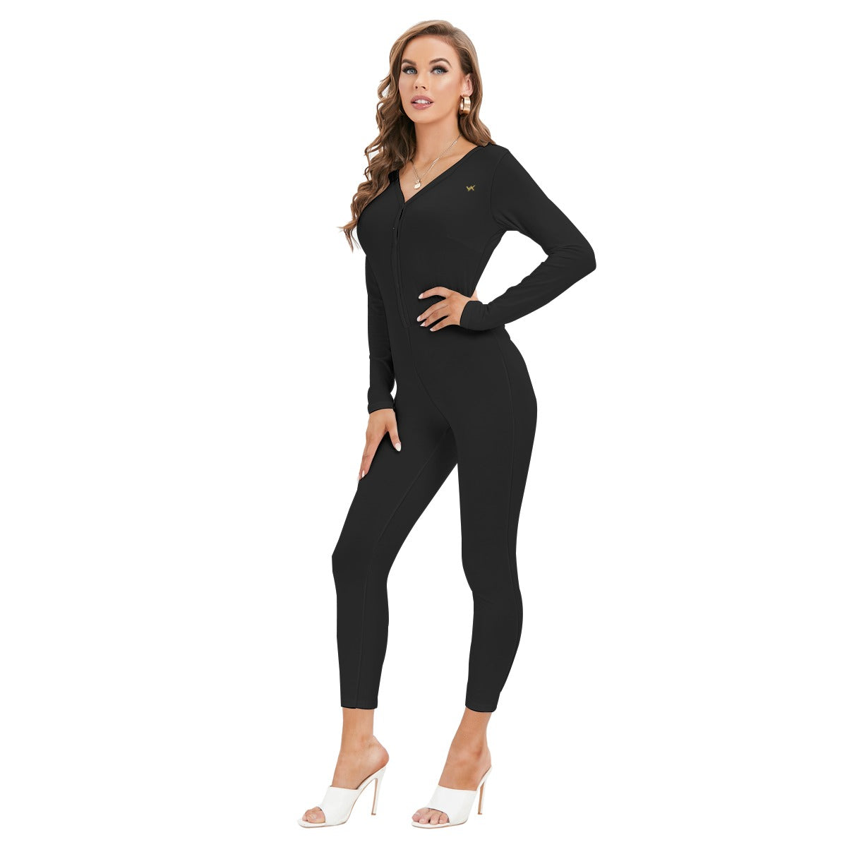 Vital Ascent™ Contour Plunge Jumpsuit — Obsidian Black