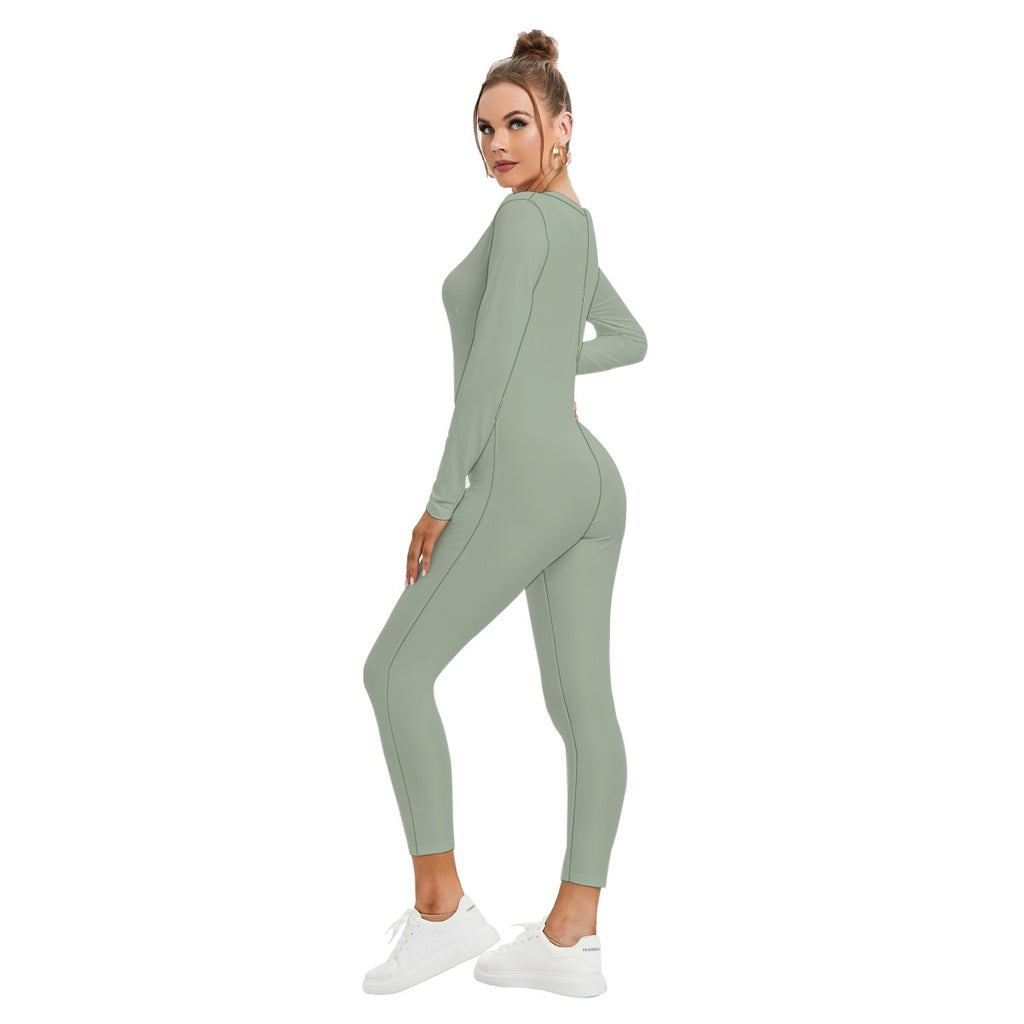 Vital Ascent™ Contour Plunge Jumpsuit — Sage Mist