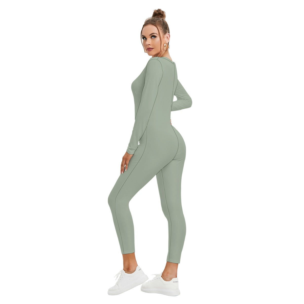 Vital Ascent™ Contour Plunge Jumpsuit — Sage Mist