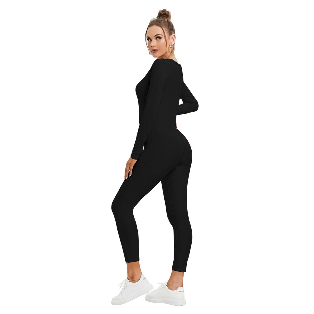 Vital Ascent™ Contour Plunge Jumpsuit — Obsidian Black