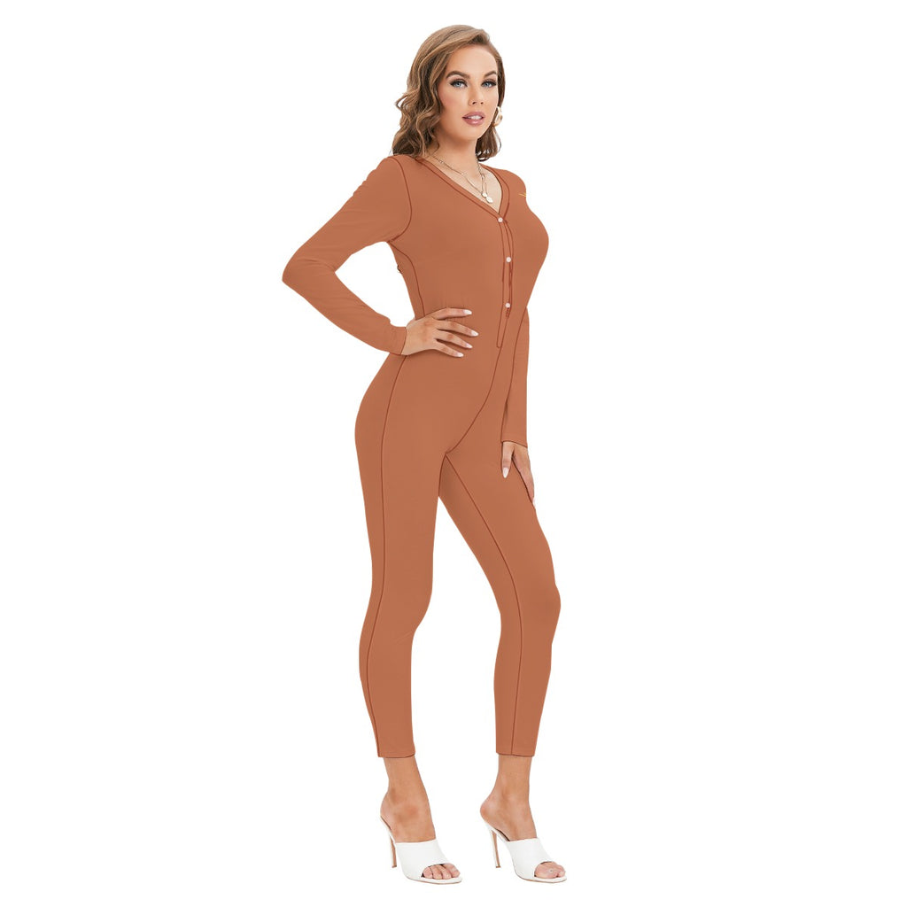 Vital Ascent™ Contour Plunge Jumpsuit — Terracotta Clay